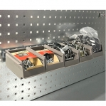 Laatikkokisko reikälevyyn 555 mm + 5 ottolaatikkoa 170x105x75 harmaa