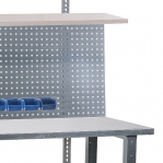 Raskas Teollisuuspöytä 2000x800 terästaso 2,0 + hylly, reikälevy, 10 laatikkoa