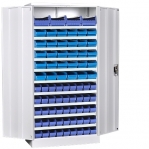 Iso työkalukaappi 4:llä hyllyllä 1950x1100x550, RAL7035/RAL5010