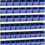 Laatikkokaappi 1950x915x457, 11 hyllyä, 49 kpl. 400x120x95, 45 kpl. 400x90x95