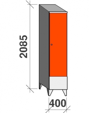 Vaatekaappi 1:llä ovella 2085x400x545 lyhytovinen, viistokatolla
