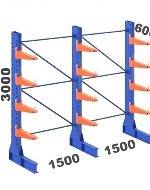 Set 3 L-Posts+12 Cantilevers 3000Hx3000Wx600, 5 levels