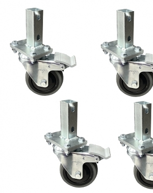 Pyöräsarja kiinnikkeineen, halkaisija 100 mm jarrulla MAXI hyllysarja