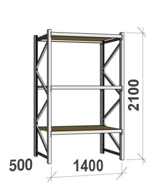 Starter bay 2100x1400x500 600kg/level,3 levels with chipboard MAXI used