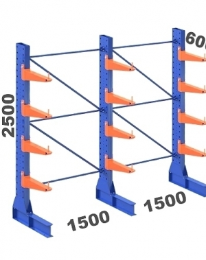 Set 3 L-Posts+12 Cantilevers 2500Hx3000Wx600, 5 levels