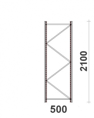 Kevytorsihyllyn pylväselementti 2100x500 mm MAXI