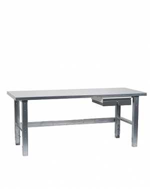 Työpiste 2000x800  terästasolla, sinkityt jalat, pöytälaatikko