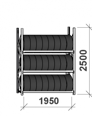 Starter Bay 2500x1950x500, 3 levels Tyre Rack MAXI