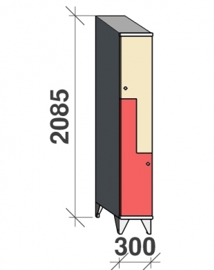 Z-locker 2085x300x545, 2 doors with sloping top