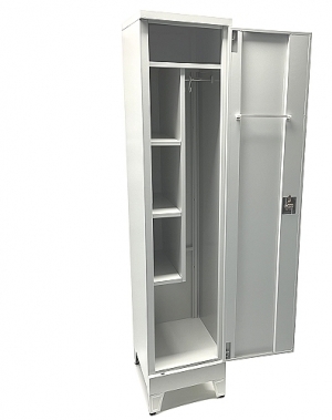 Siivouskaappi CLICK 1:lla ovella 1900x400x500 vaatetangolla ja 4:llä hyllyllä