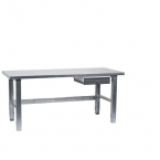 Työpiste 1500x800 terästasolla, sinkityt jalat, pöytälaatikko