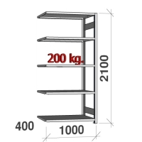 Extension bay 2100x1000x400 200kg/shelf,5 shelves