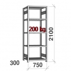 Starter bay 2100x750x300 200kg/shelf,5 shelves