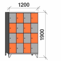 4-tier locker,16 doors, 1900x1200x545 mm