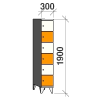 6-tier locker, 6 doors, 1900x300x545 mm