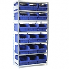 Laatikkohylly 2100x1000x500, 18 laatikkoa 500x310x250 PPS