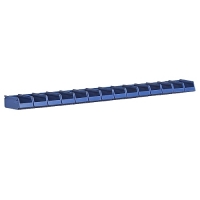 Bin rail 1500 mm for wall/workbench + 14 bins 96x105x45