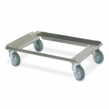 Aluminium tray trolley 600x400x155mm, rubber wheels