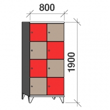 Lokerokaappi 8:lla ovella 1900x800x545